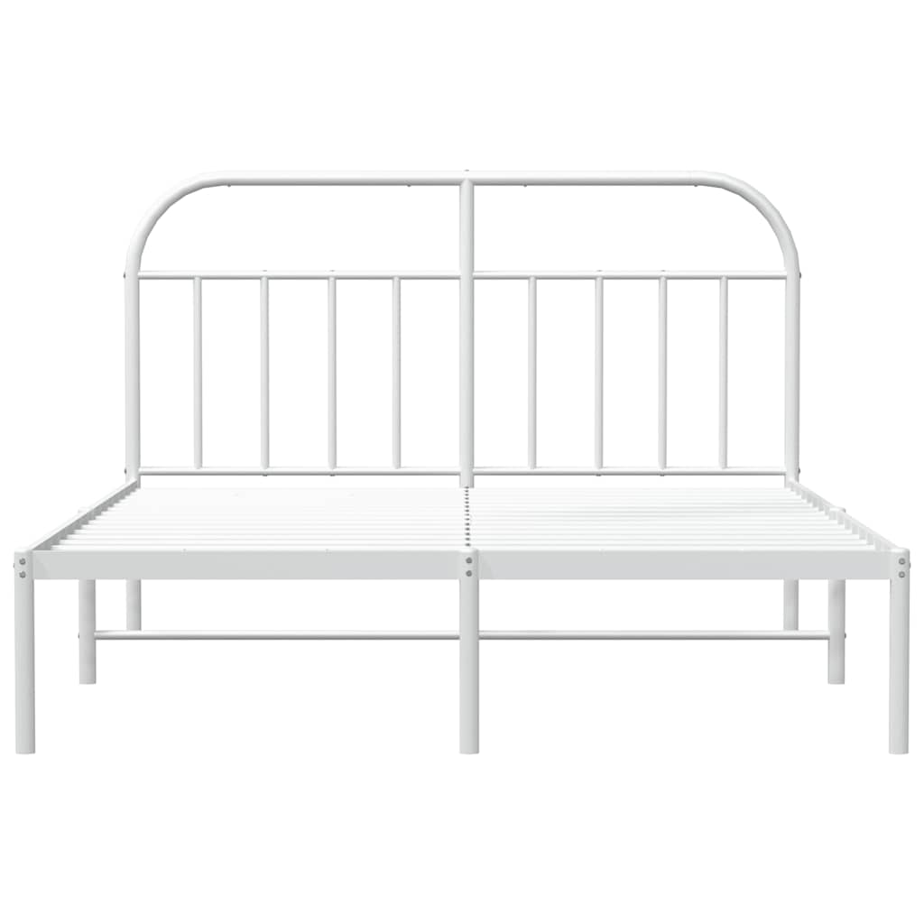 Metal Bed Frame without Mattress with Headboard White 150x200cm