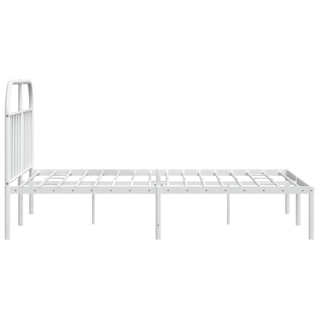 Metal Bed Frame without Mattress with Headboard White 150x200cm