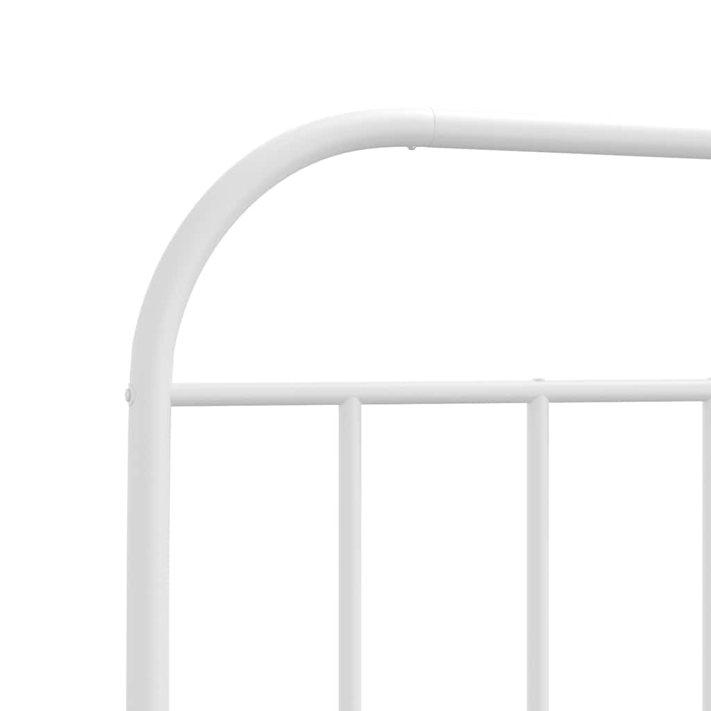 Metal Bed Frame without Mattress with Footboard White 100x200cm