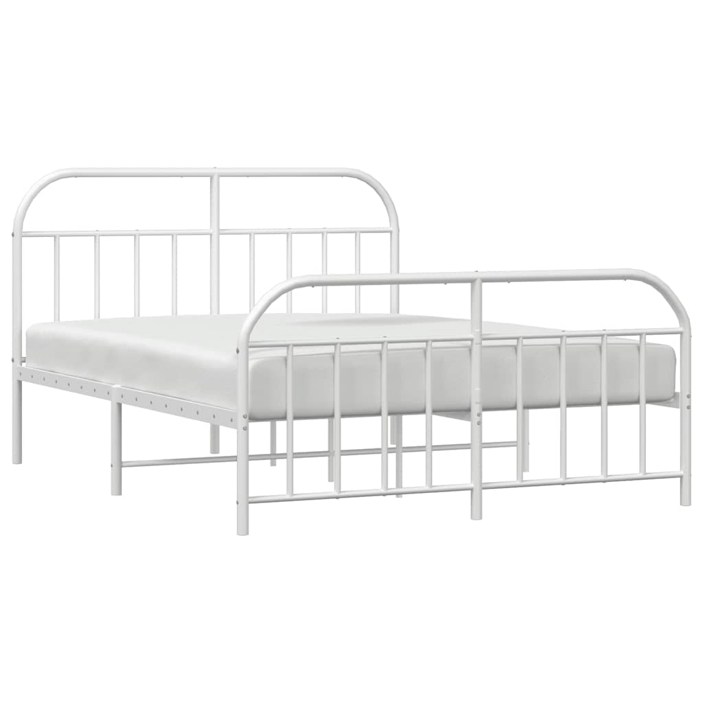 Metal Bed Frame without Mattress with Footboard White 150x200cm