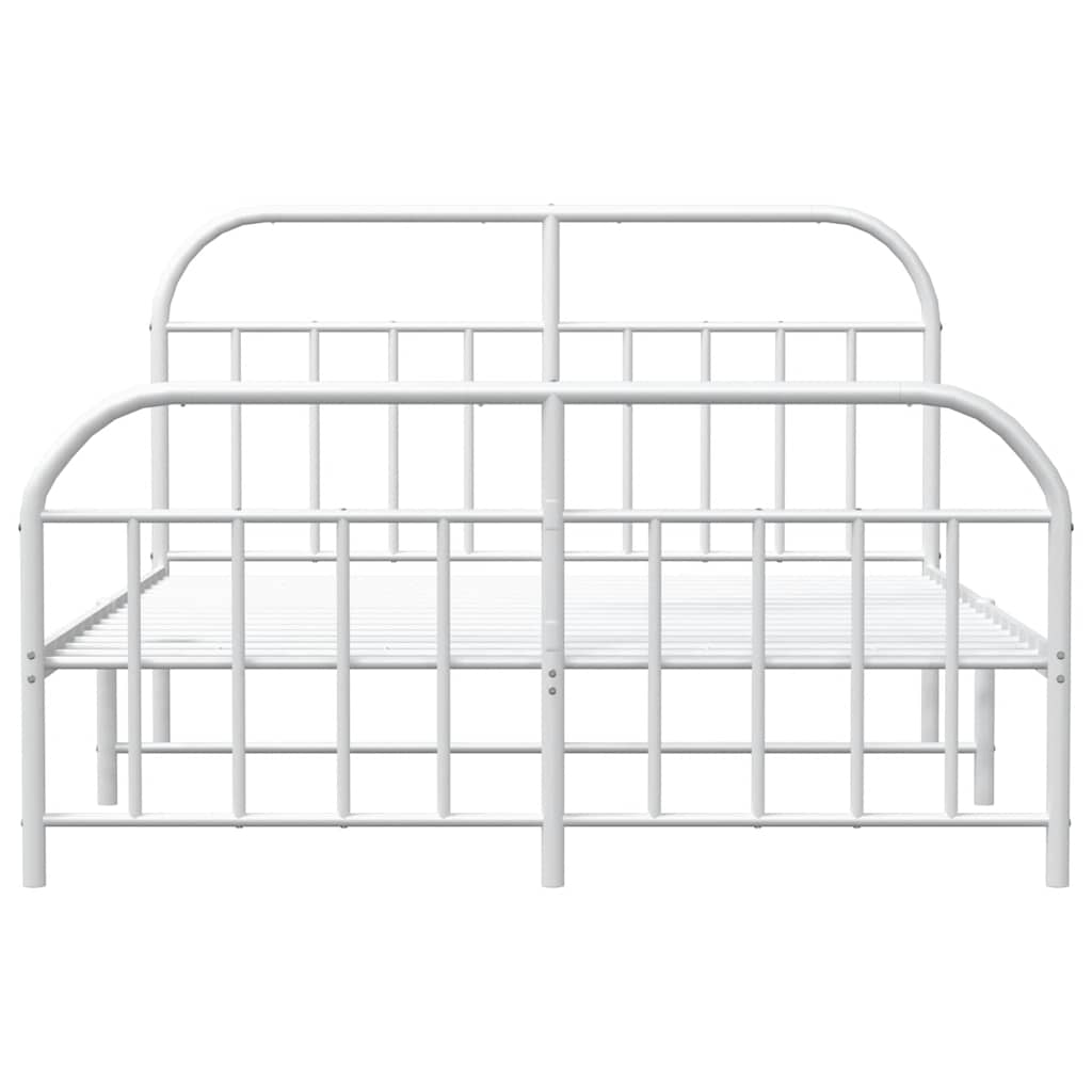 Metal Bed Frame without Mattress with Footboard White 150x200cm
