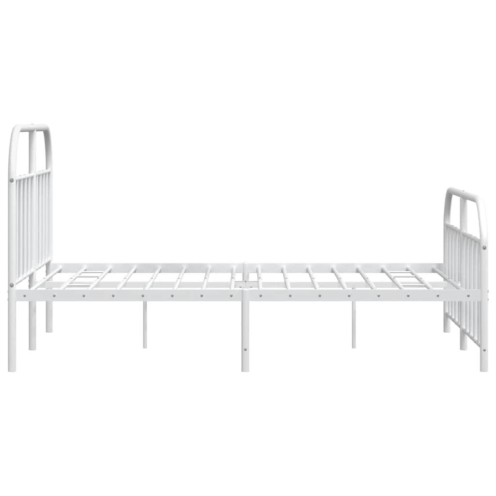 Metal Bed Frame without Mattress with Footboard White 150x200cm