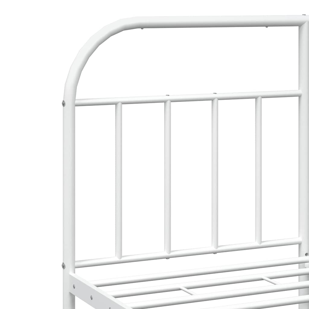 Metal Bed Frame without Mattress with Footboard White 150x200cm