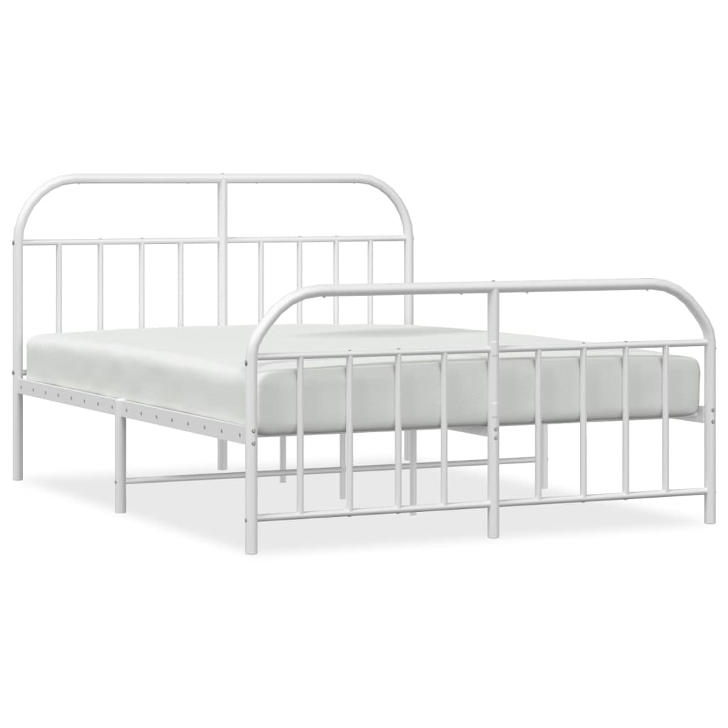 Metal Bed Frame without Mattress with Footboard White 183x213cm