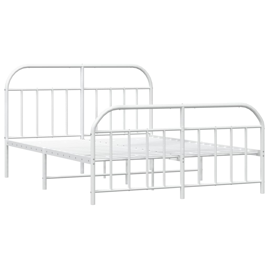 Metal Bed Frame without Mattress with Footboard White 183x213cm