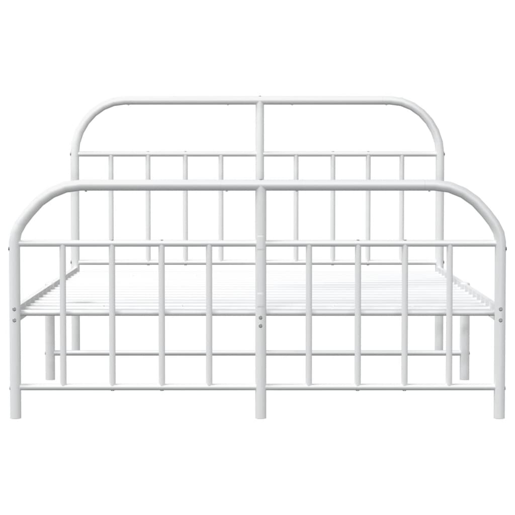 Metal Bed Frame without Mattress with Footboard White 183x213cm