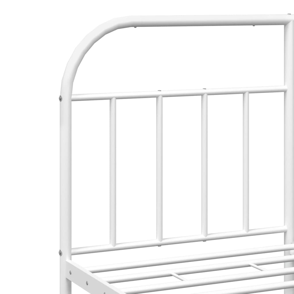 Metal Bed Frame without Mattress with Footboard White 183x213cm
