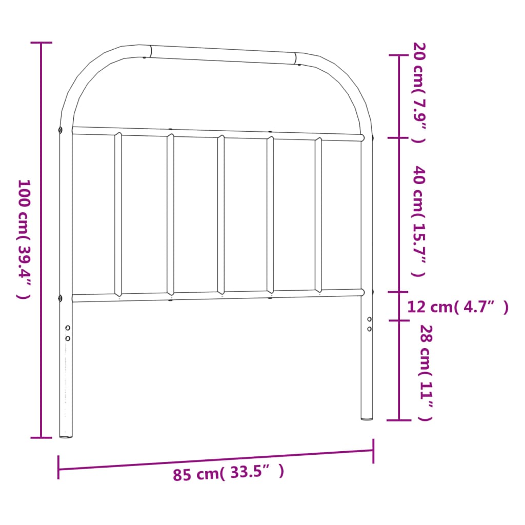Metal Headboard White 80 cm
