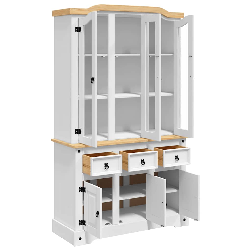 Highboard Corona White 112x43x196 cm Solid Wood Mexican Pine