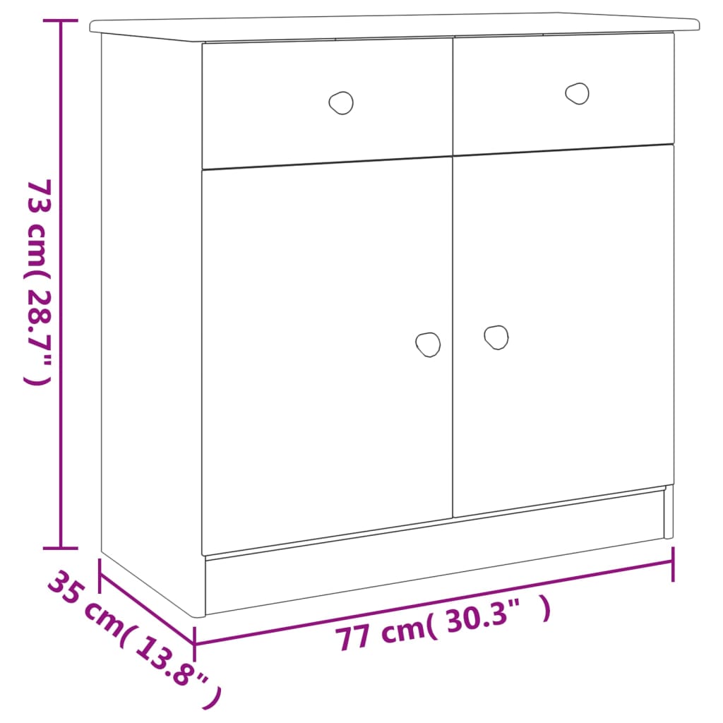 Sideboard ALTA White 77x35x73 cm Solid Wood Pine