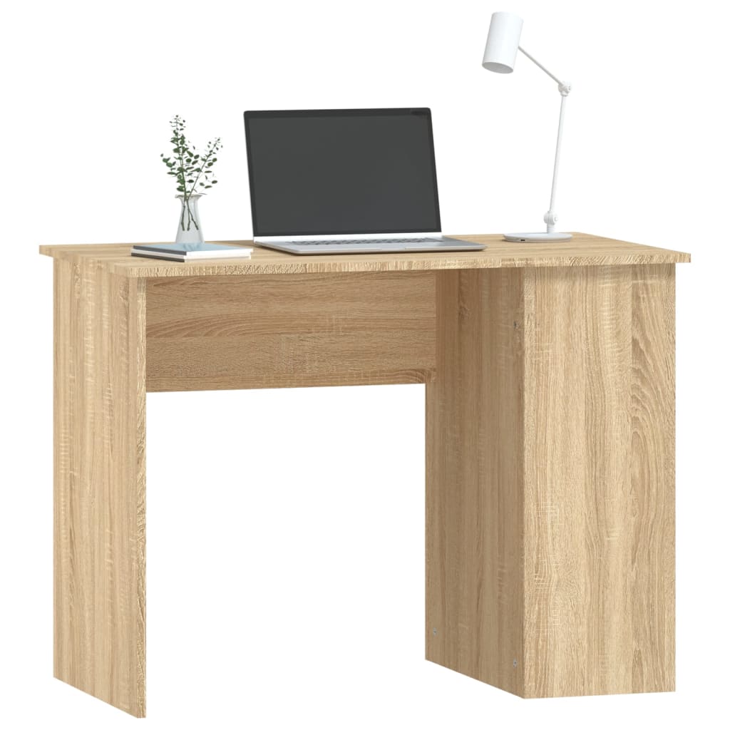 Modern Wooden Home Office Computer Desk Table With Open Storage Compartments