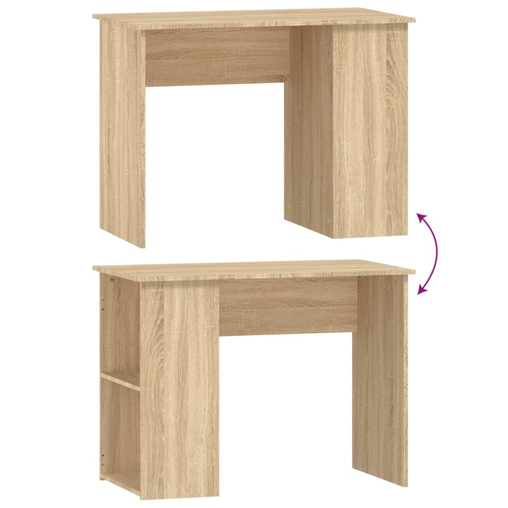 Modern Wooden Home Office Computer Desk Table With Open Storage Compartments
