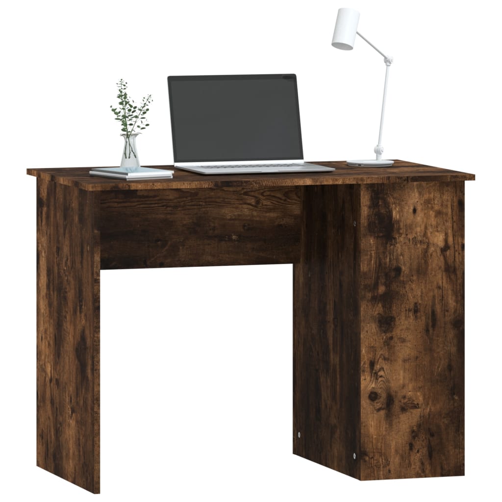 Modern Wooden Home Office Computer Desk Table With Open Storage Compartments