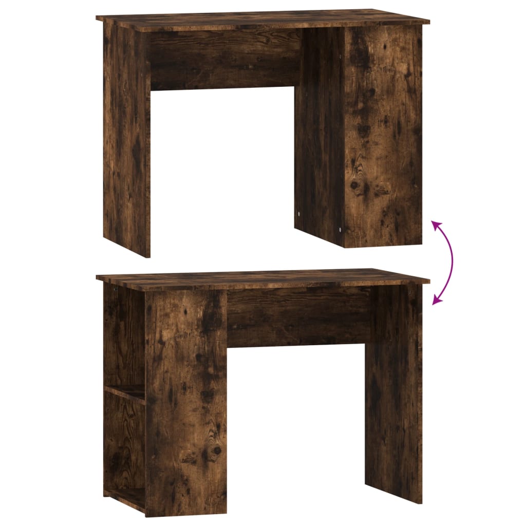 Modern Wooden Home Office Computer Desk Table With Open Storage Compartments