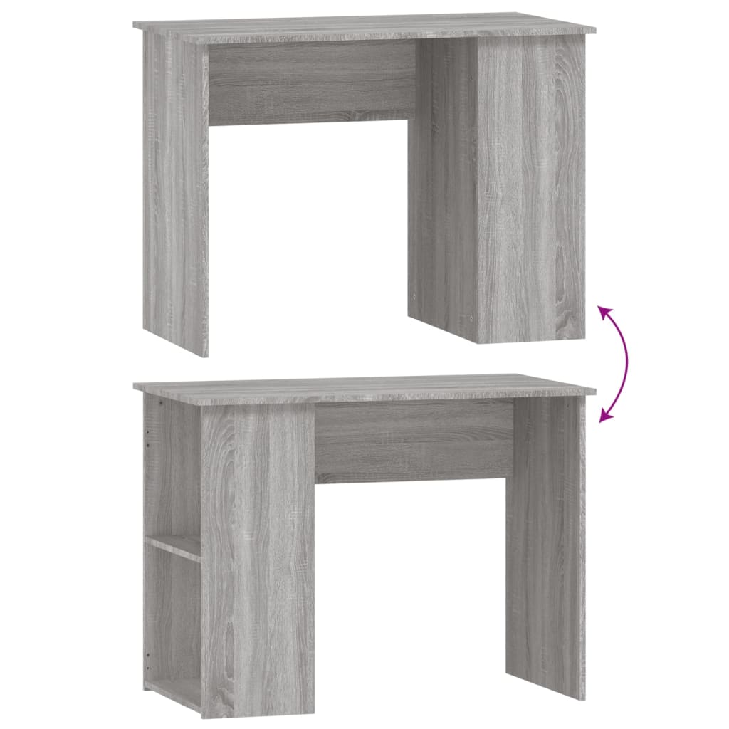 Modern Wooden Home Office Computer Desk Table With Open Storage Compartments