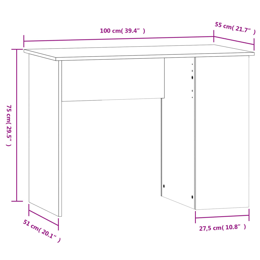 Modern Wooden Home Office Computer Desk Table With Open Storage Compartments