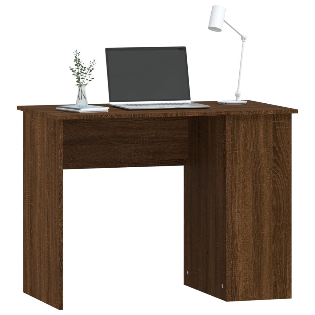 Modern Wooden Home Office Computer Desk Table With Open Storage Compartments