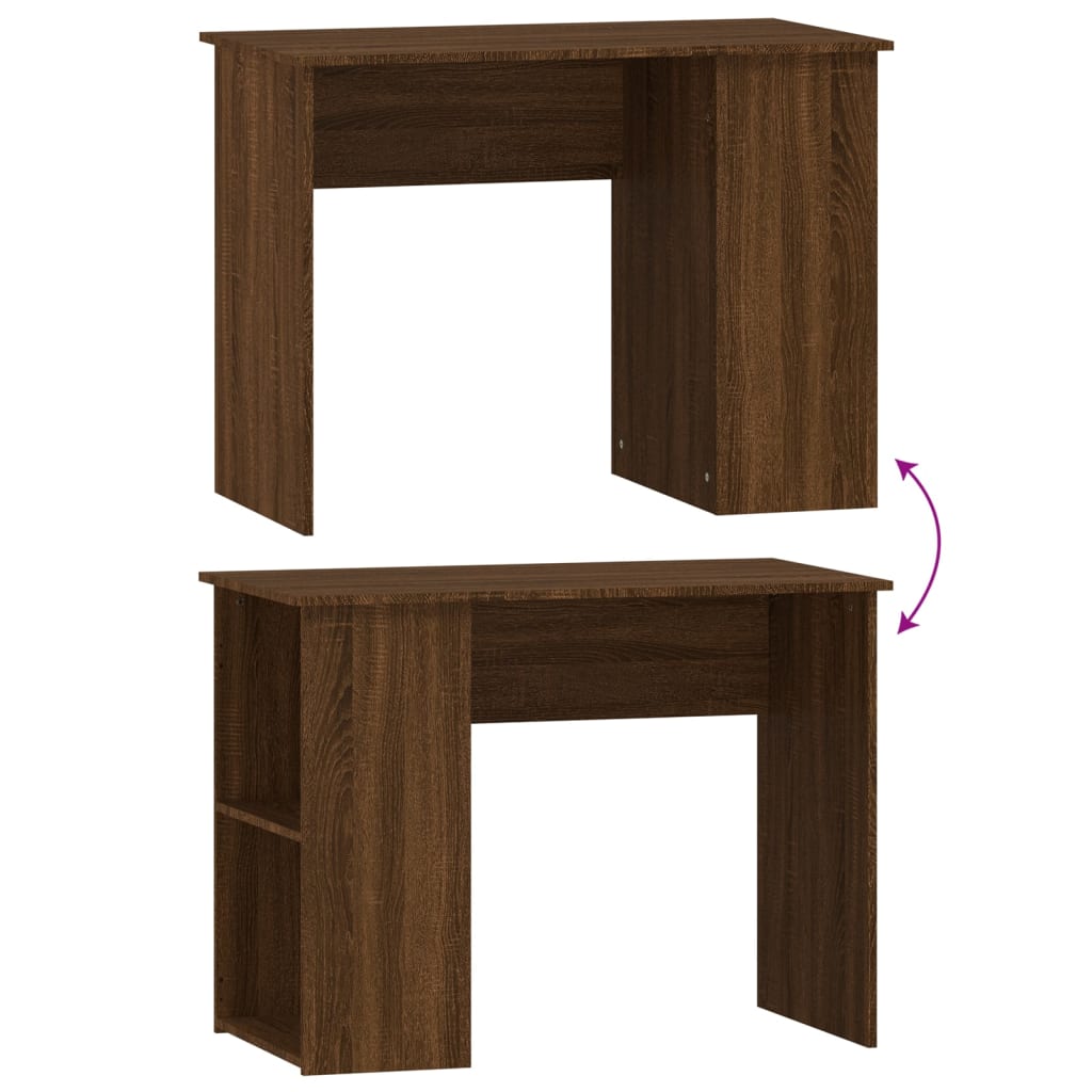 Modern Wooden Home Office Computer Desk Table With Open Storage Compartments