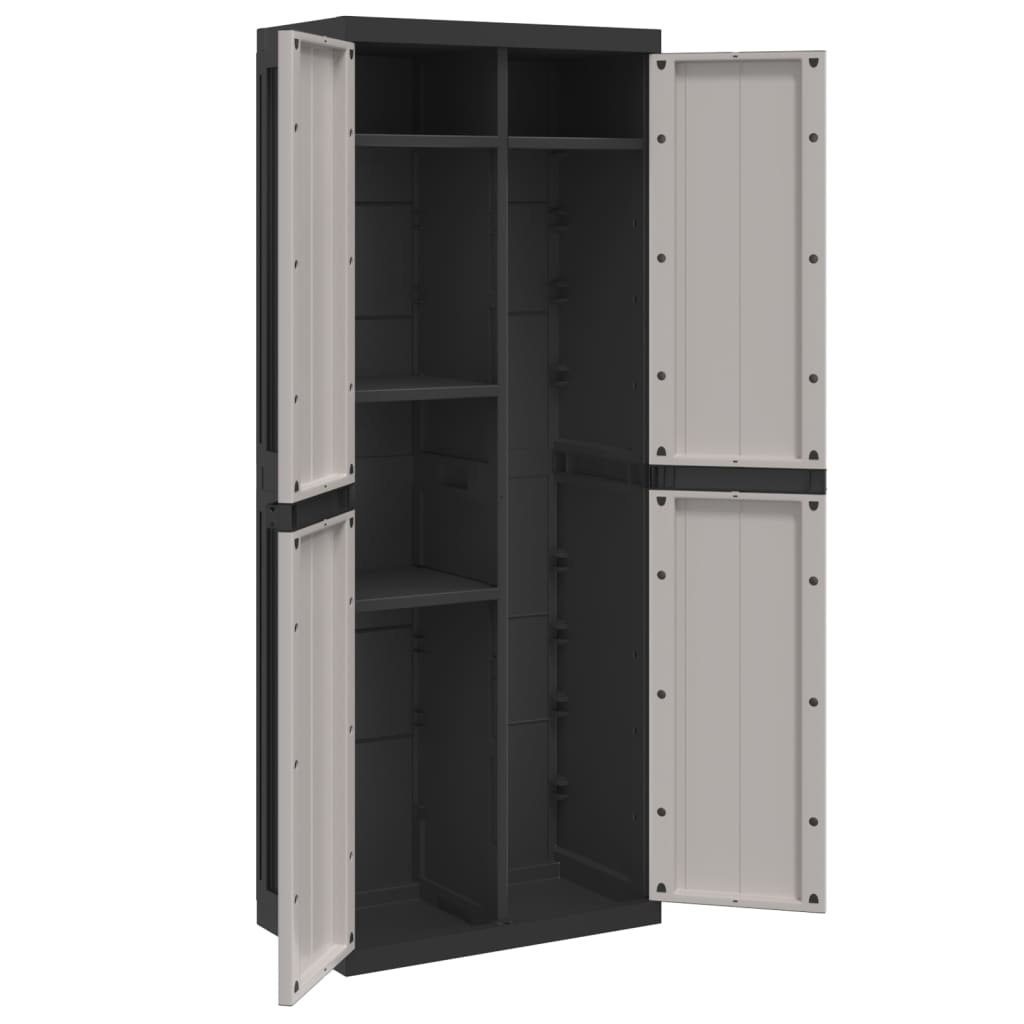 Outdoor Storage Cabinet Grey and Black 65x37x165 cm PP