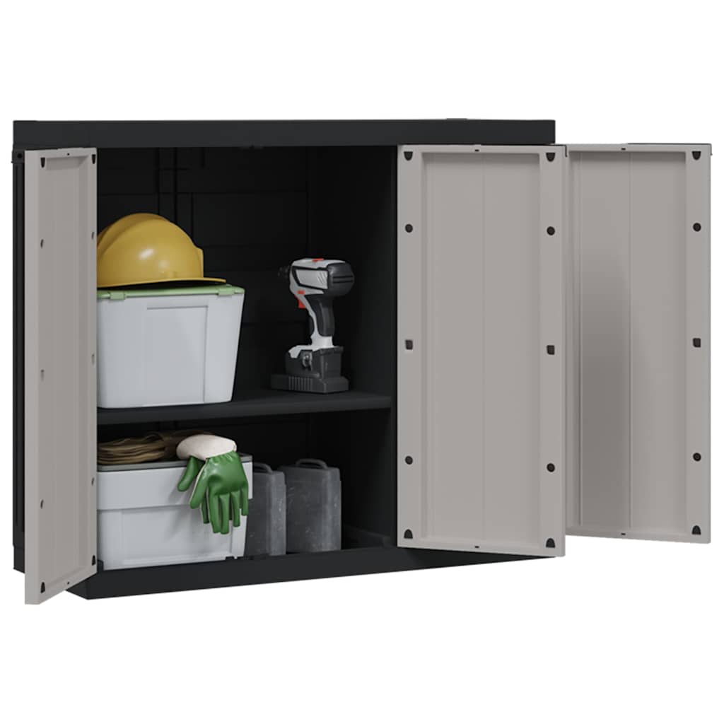 Outdoor Storage Cabinet Grey and Black 97x37x85 cm PP