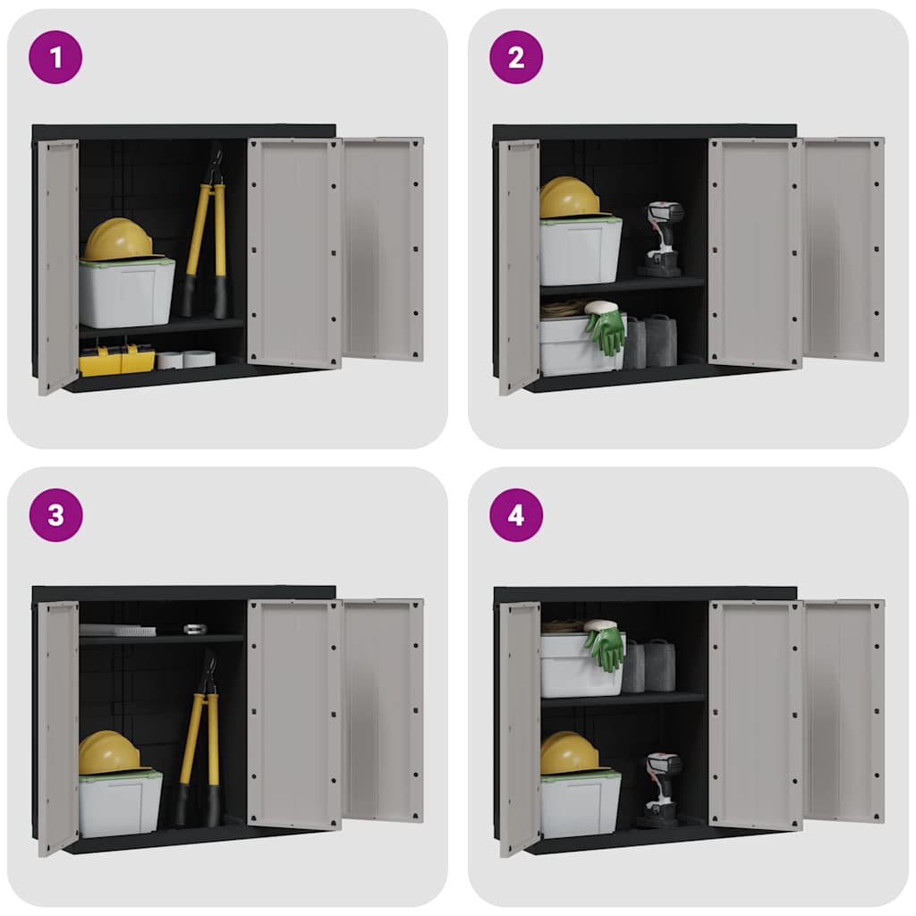 Outdoor Storage Cabinet Grey and Black 97x37x85 cm PP