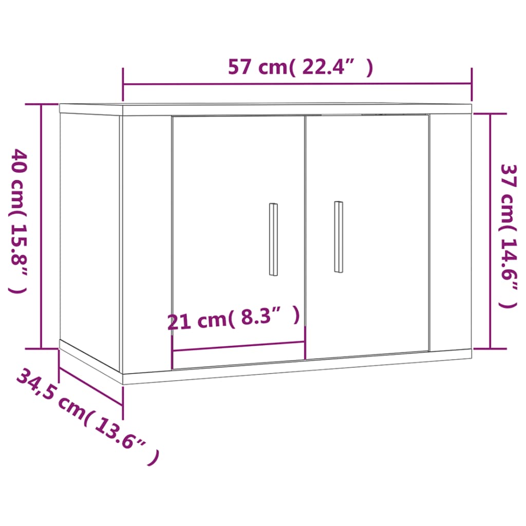 Wall-mounted TV Cabinets 2 pcs Sonoma Oak 57x34.5x40 cm