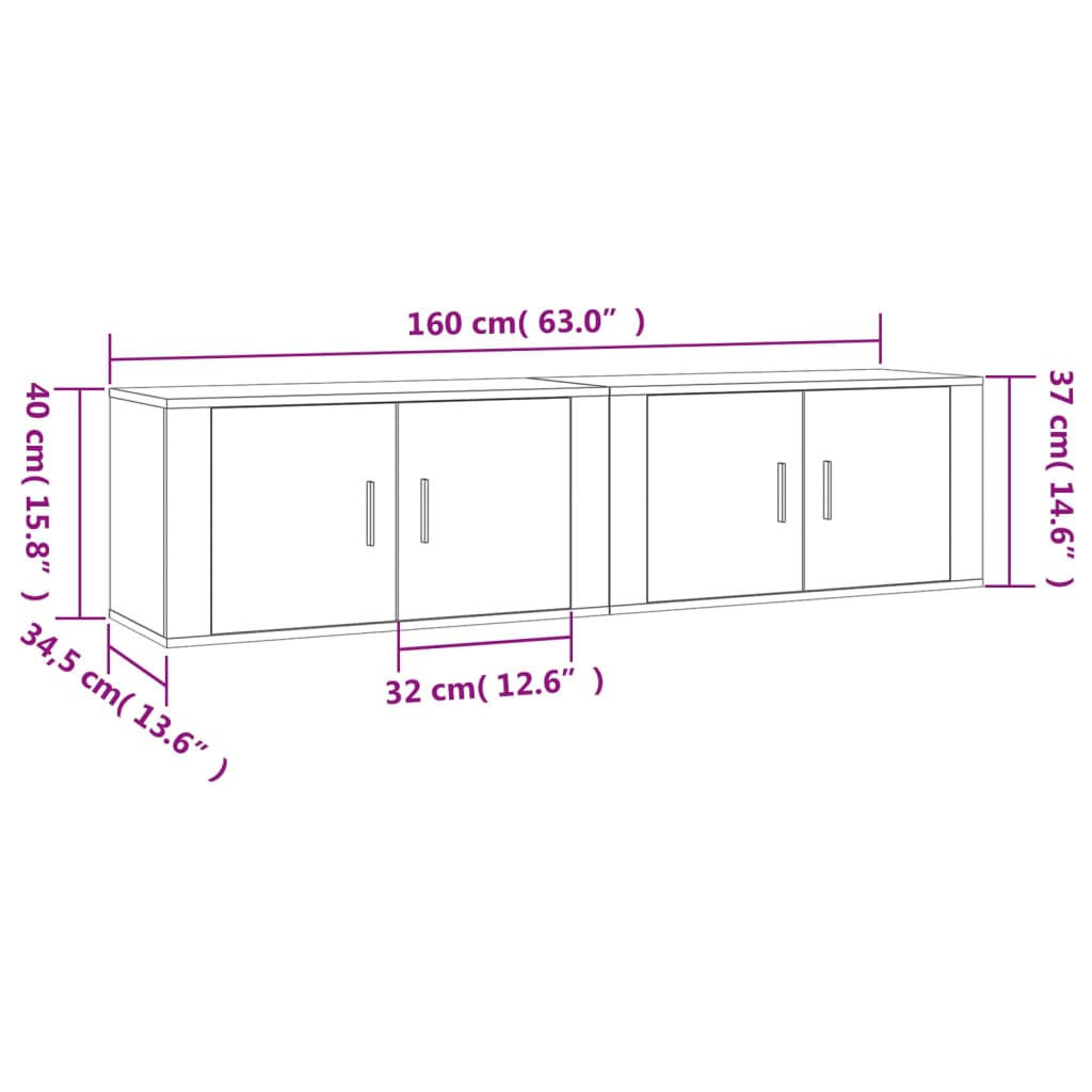 Wall-mounted TV Cabinets 2 pcs High Gloss White 80x34.5x40 cm