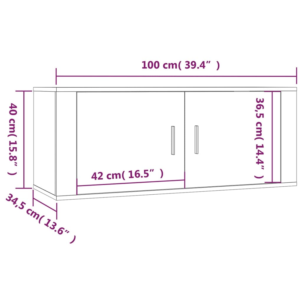 Wall-mounted TV Cabinets 3 pcs White 100x34.5x40 cm