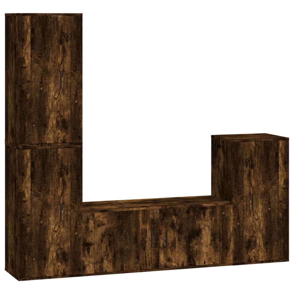 4 Piece TV Cabinet Set Smoked Oak Engineered Wood
