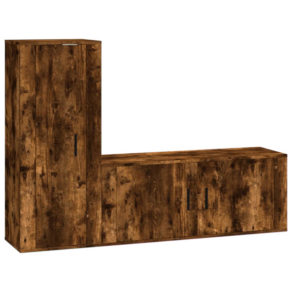 2 Piece TV Cabinet Set Smoked Oak Engineered Wood