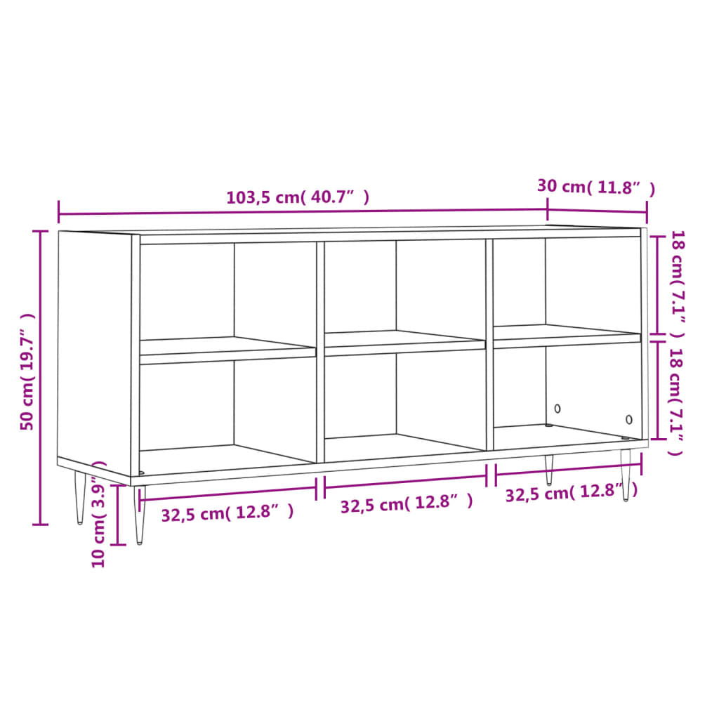 TV Cabinet White 103.5x30x50 cm Engineered Wood