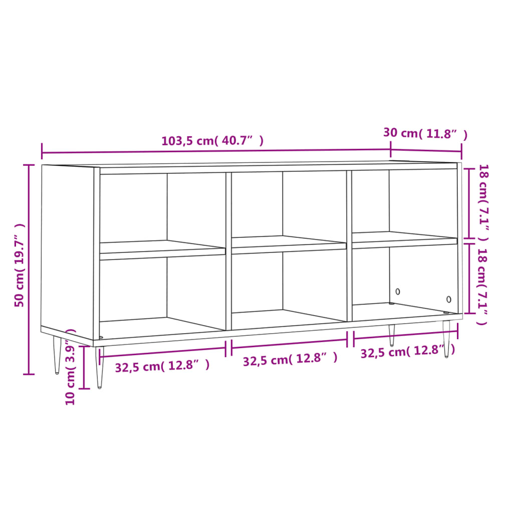 TV Cabinet Smoked Oak 103.5x30x50 cm Engineered Wood