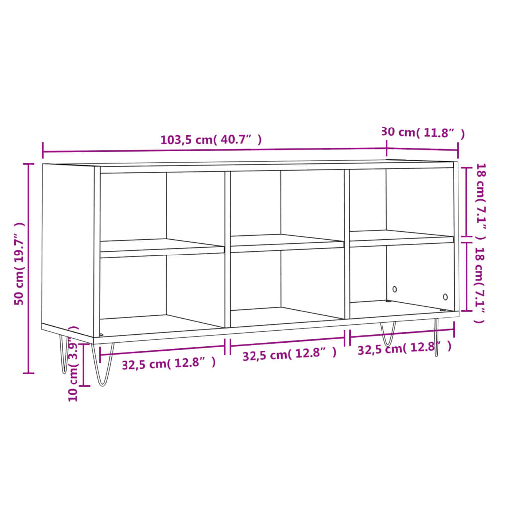 TV Cabinet Smoked Oak 103.5x30x50 cm Engineered Wood