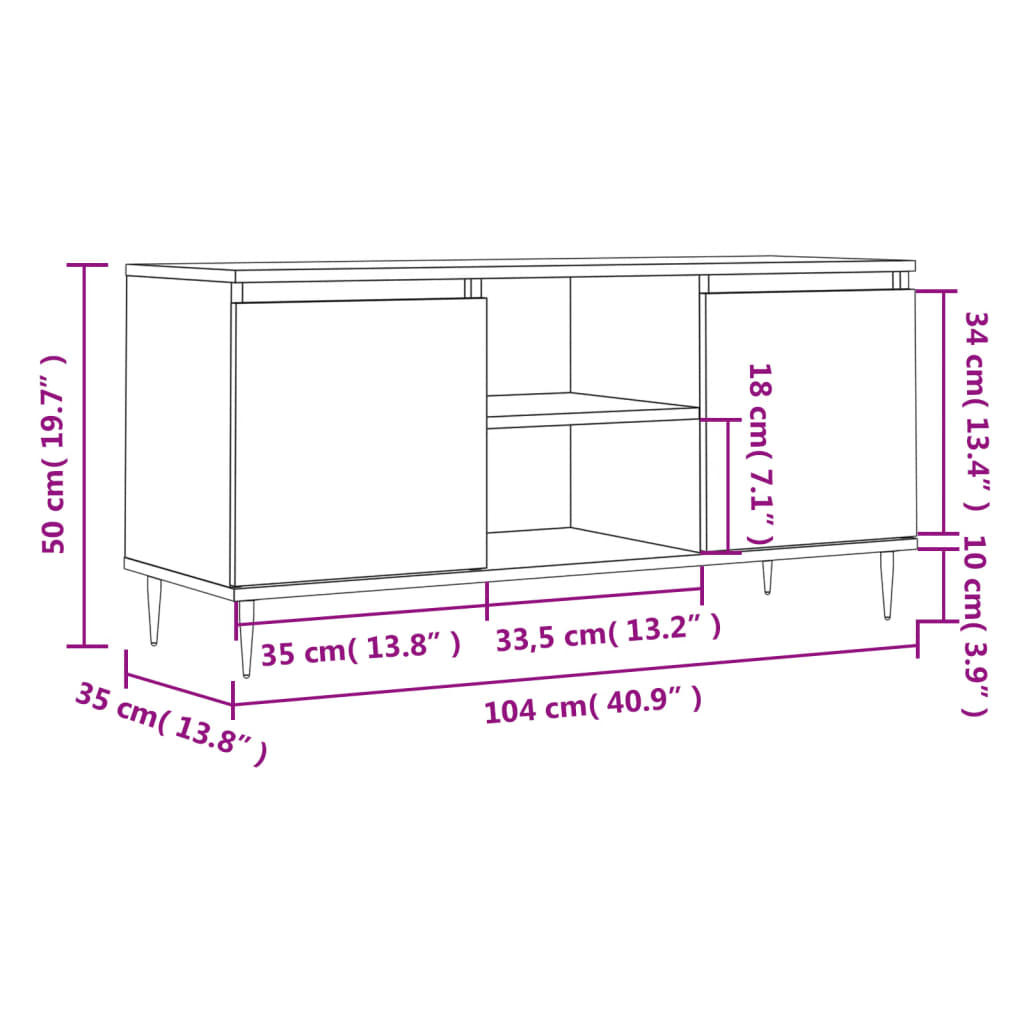 Modern Wooden 40 Inch TV Tele Stand Unit Cabinet With 2 Doors & Storage