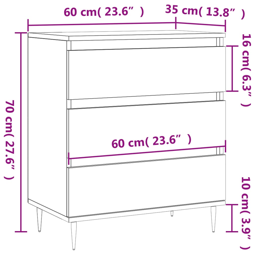 Sideboard Concrete Grey 60x35x70 cm Engineered Wood