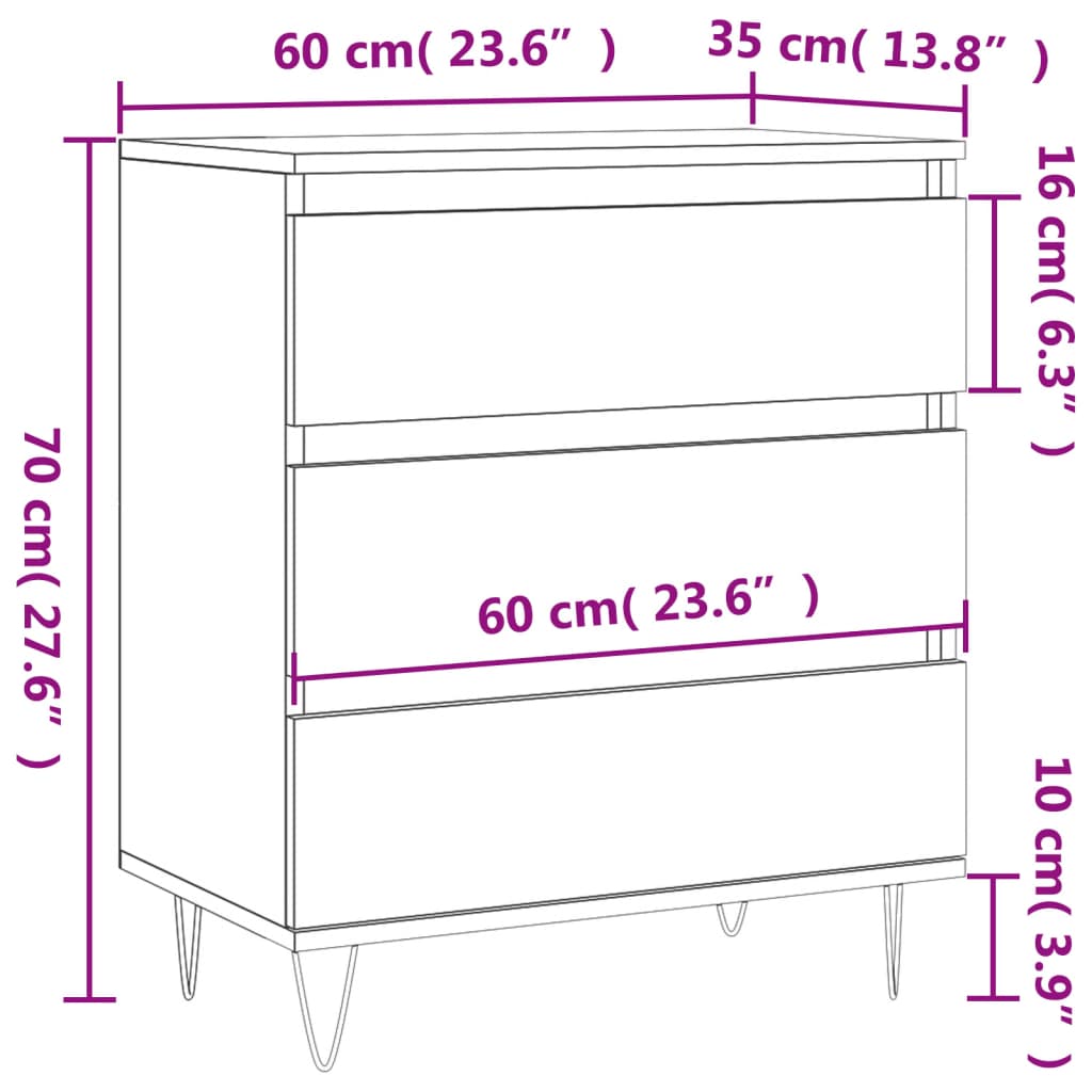 Sideboard Grey Sonoma 60x35x70 cm Engineered Wood