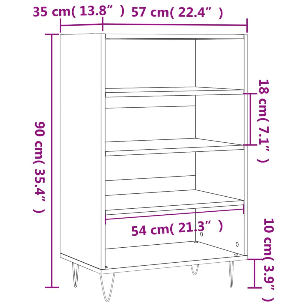 Highboard White 57x35x90 cm Engineered Wood