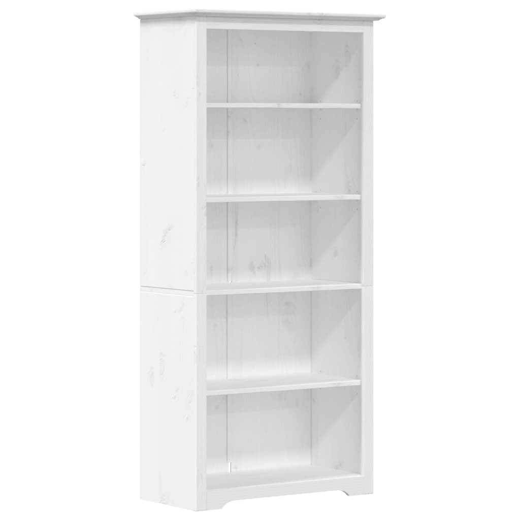Bookcase BODO White 80x38x180 cm Solid Wood Pine 5-Tier