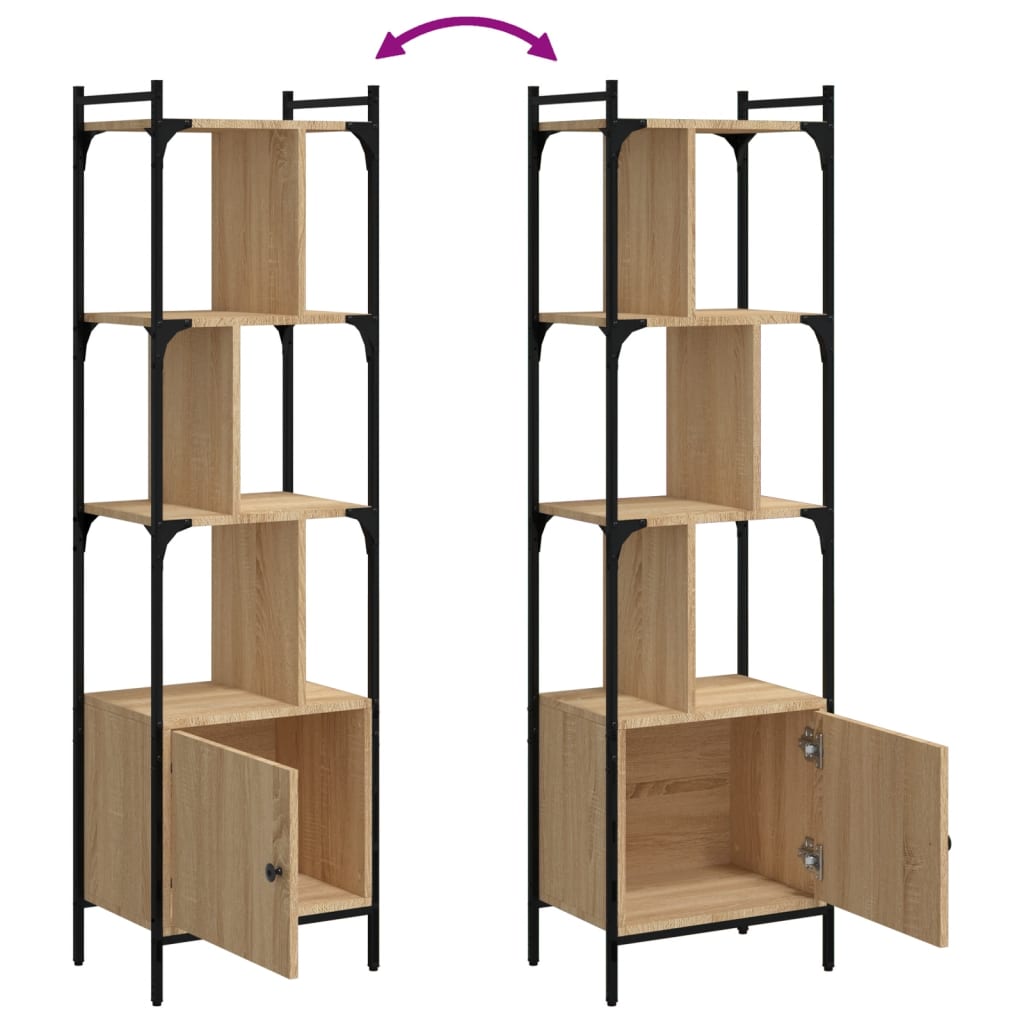 Bookcase with Door Sonoma Oak 44.5x30x154.5 cm Engineered Wood