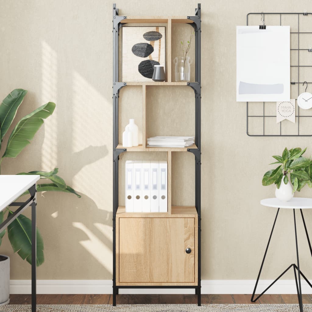Bookcase with Door Sonoma Oak 44.5x30x154.5 cm Engineered Wood