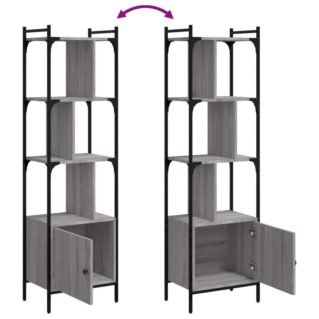 Bookcase with Door Grey Sonoma 44.5x30x154.5 cm Engineered Wood