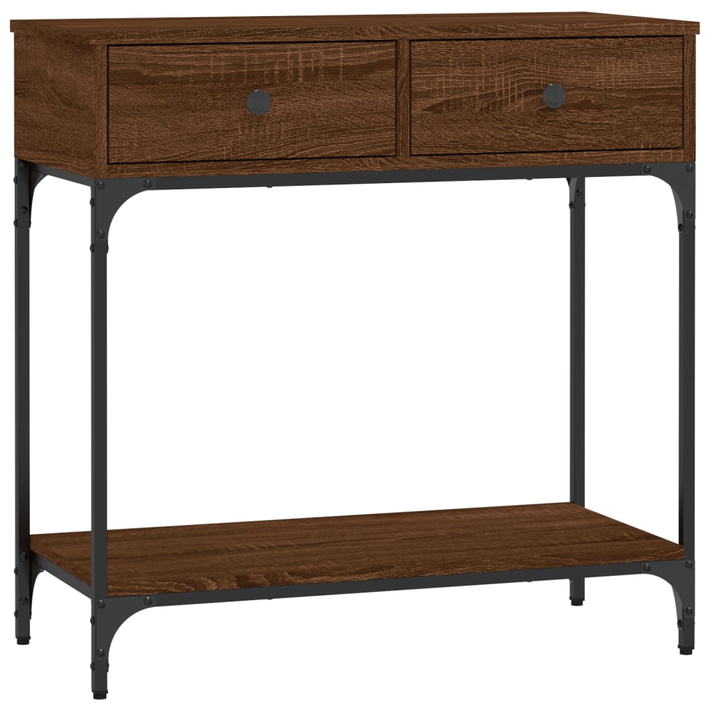 Console Table Brown Oak 75x34.5x75 cm Engineered Wood