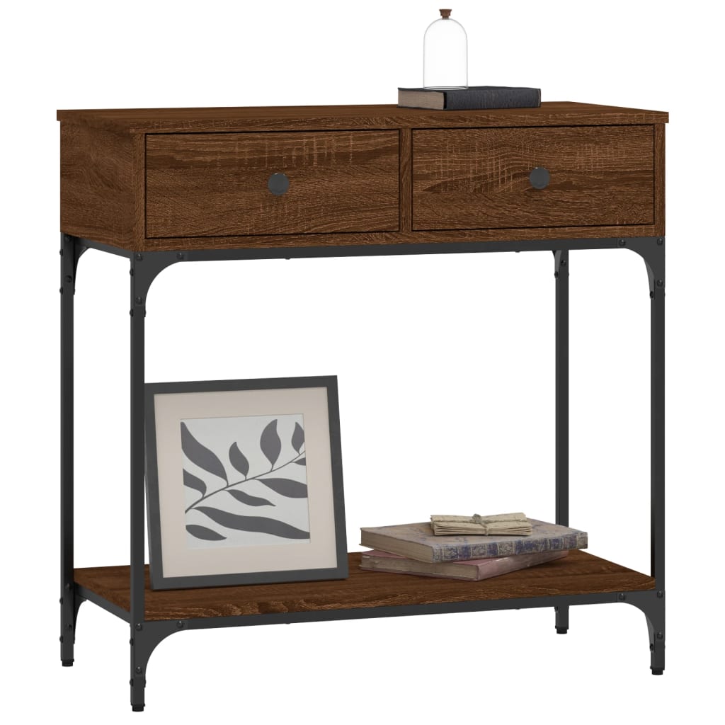 Console Table Brown Oak 75x34.5x75 cm Engineered Wood