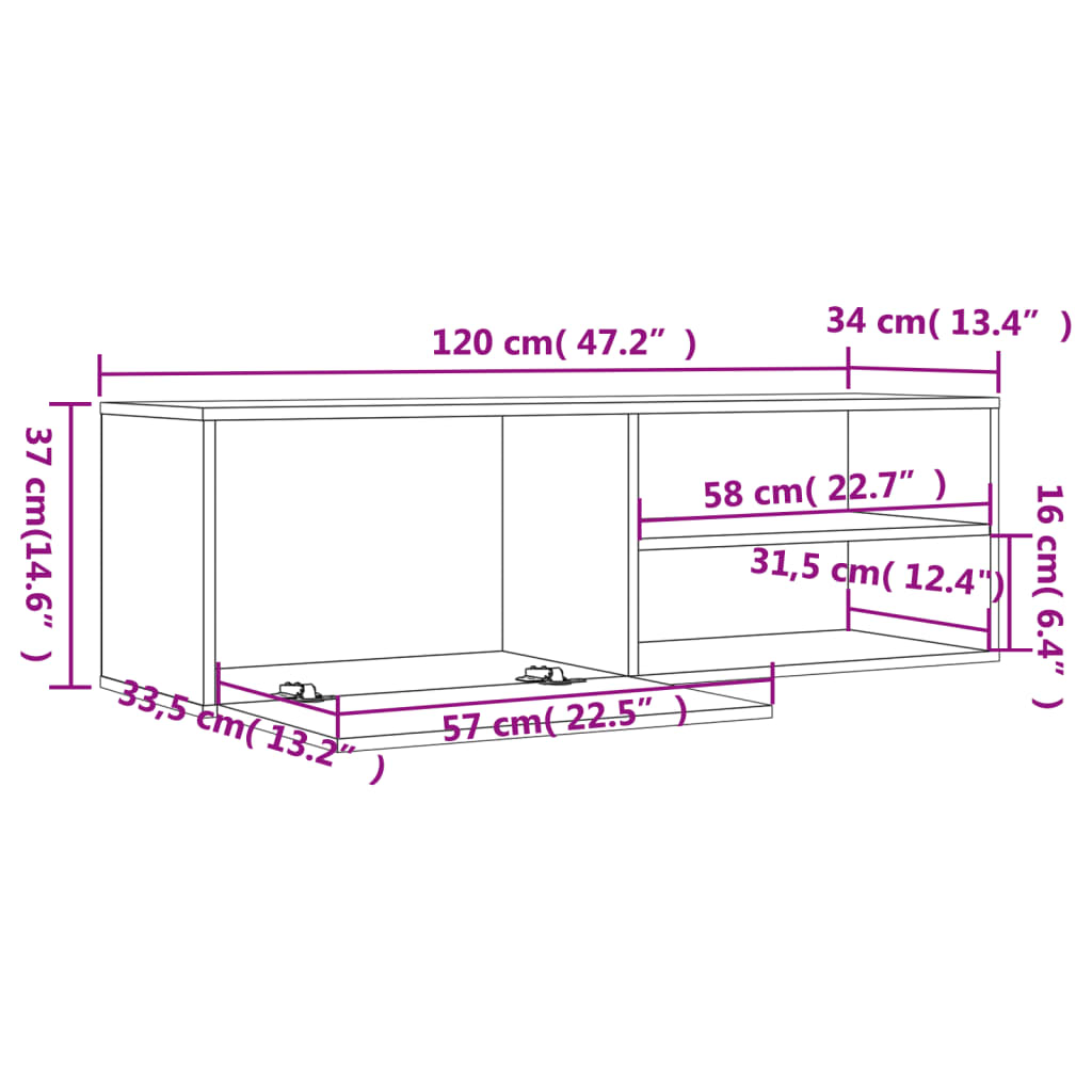 Modern Wooden 47 Inch TV Tele Stand Unit Cabinet With Door & Open Storage