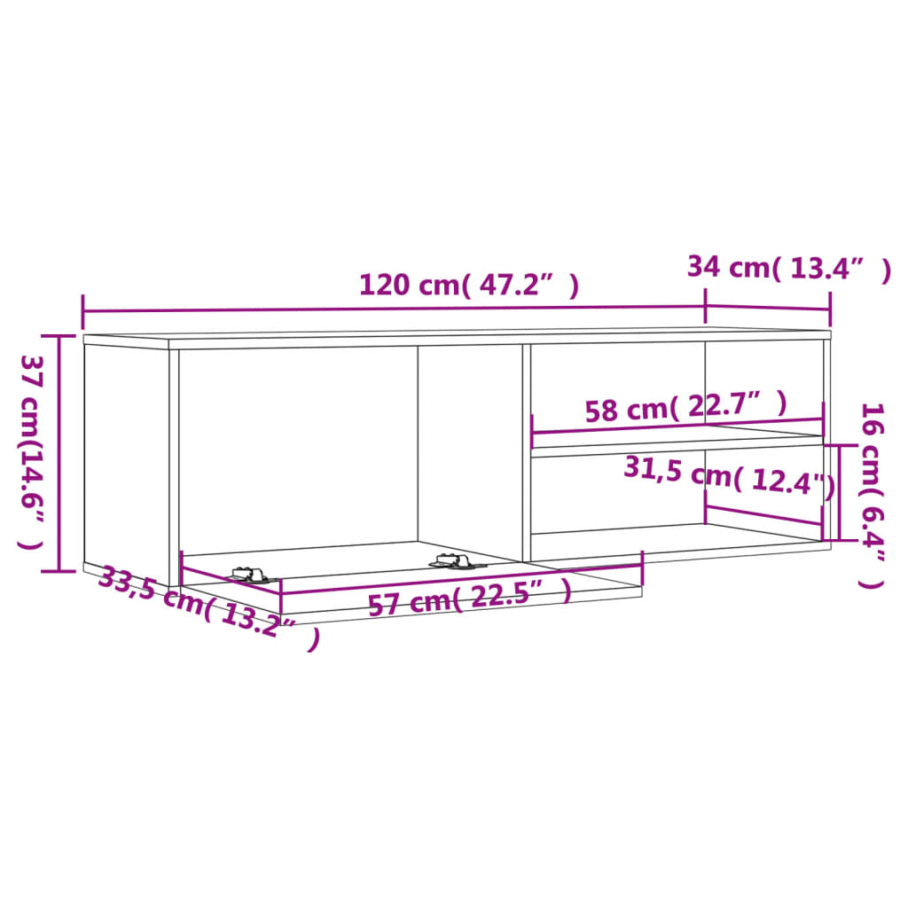 Modern Wooden 47 Inch TV Tele Stand Unit Cabinet With Door & Open Storage