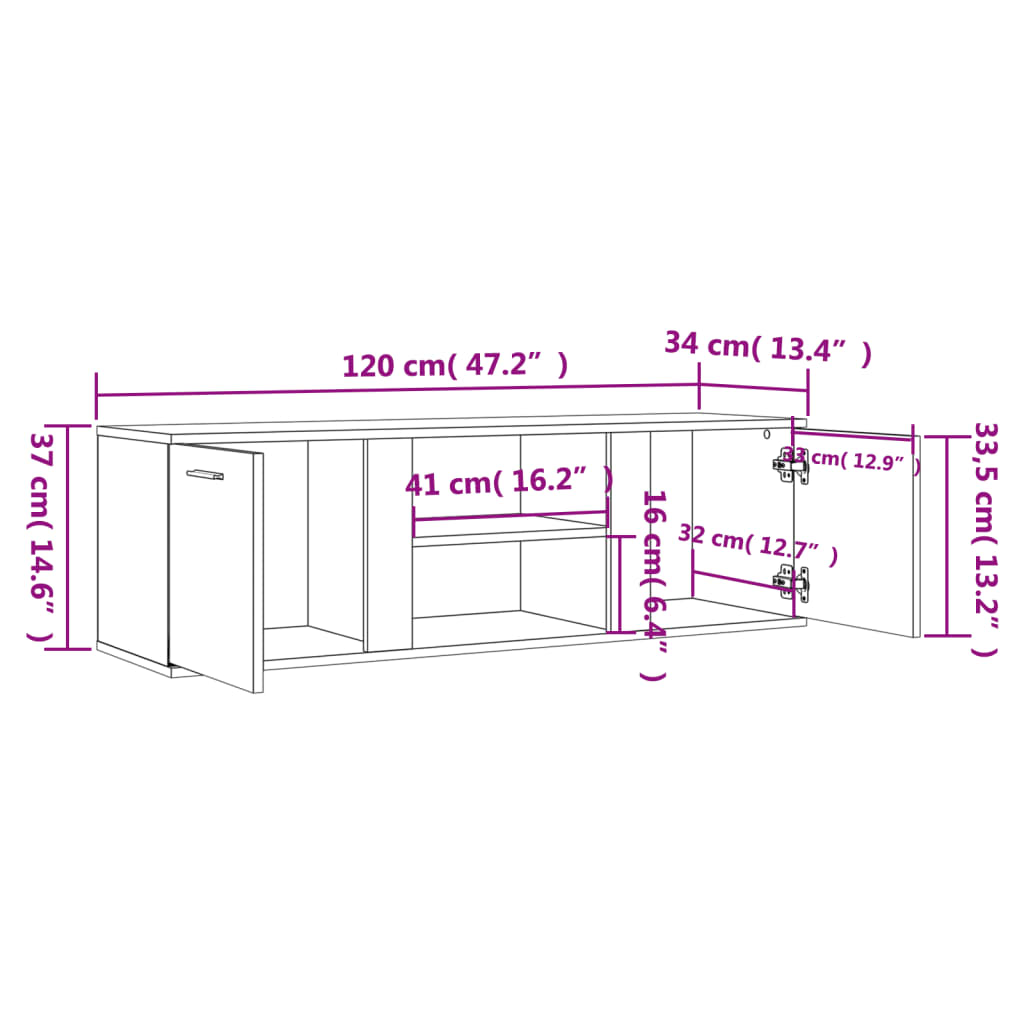 Modern Wooden TV Tele Stand Media Unit Cabinet With 2 Doors & Storage Shelf