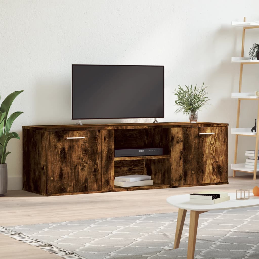 Modern Wooden TV Tele Stand Media Unit Cabinet With 2 Doors & Storage Shelf