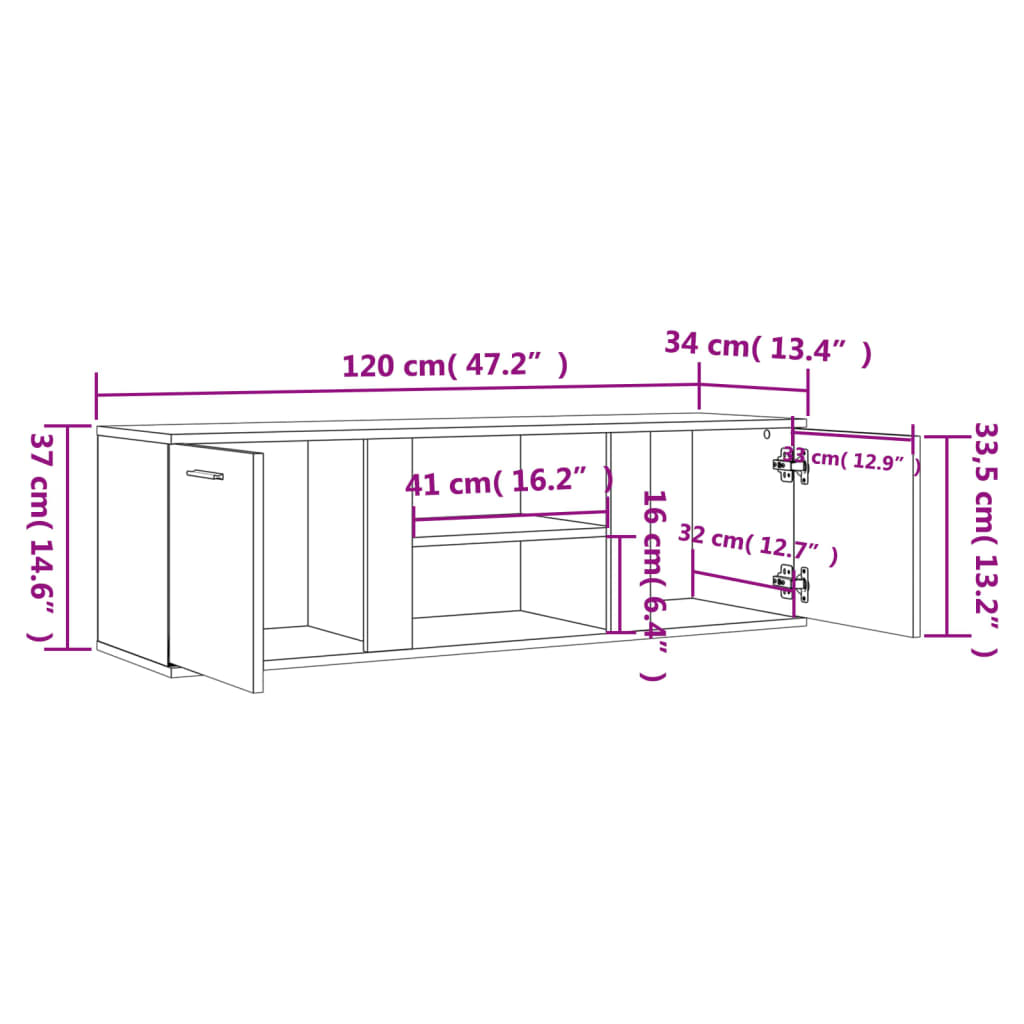 Modern Wooden TV Tele Stand Media Unit Cabinet With 2 Doors & Storage Shelf