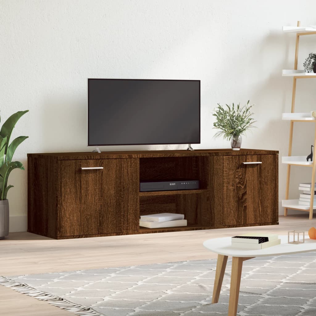 Modern Wooden TV Tele Stand Media Unit Cabinet With 2 Doors & Storage Shelf
