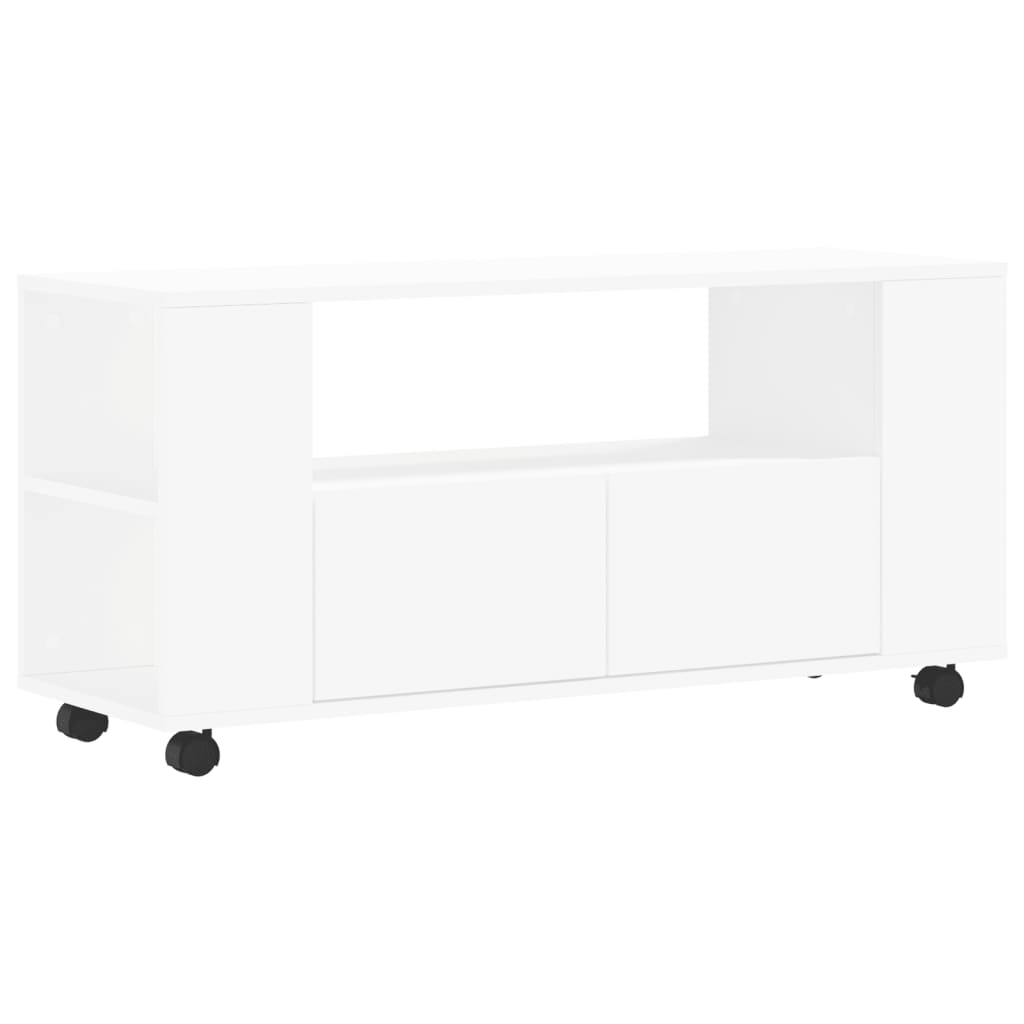 Modern Wooden 40 Inch TV Tele Stand Unit Cabinet With Storage & Wheels
